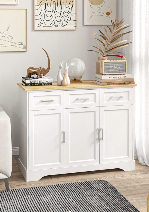 Modern Kitchen Sideboard Buffet Cabinet with Storage, Kitchen Island Dining Room Cabinet Living Room Furniture