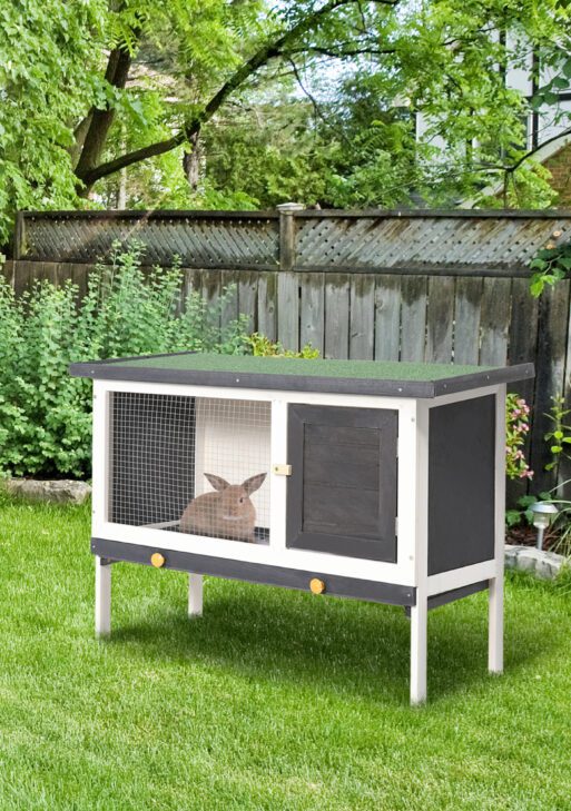 Wooden Rabbit Hutch, Bunny Cage for Small Pet w/ Slide-out Tray, Openable Roof
