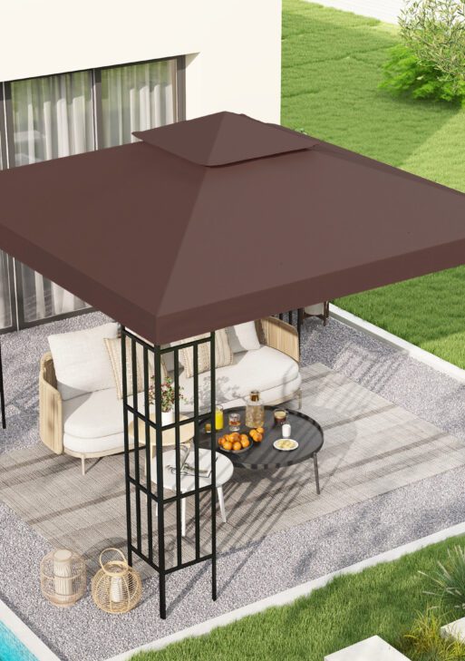 Gazebo Replacement Canopy for Model 01 -0153, 2-Tier Top Cover for 9.84' x 9.84' Gazebo, Coffee (TOP ONLY)