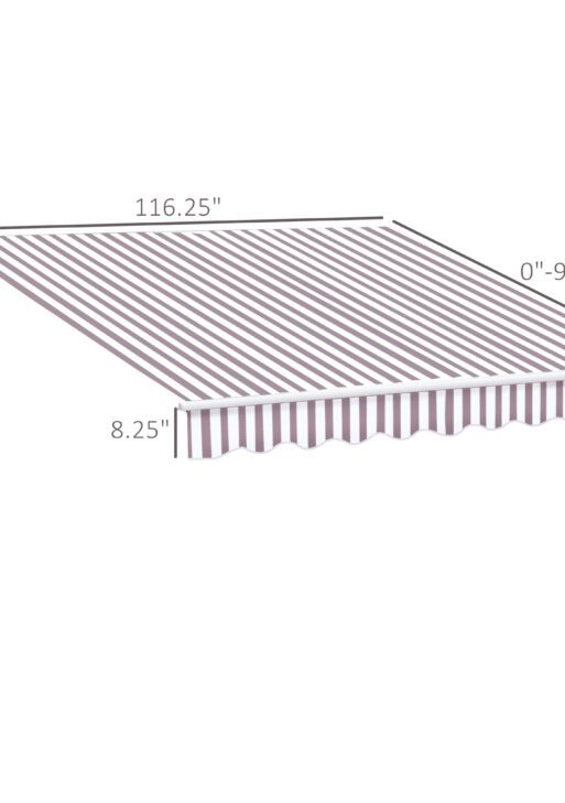10' x 8' Retractable Awning, Patio Awnings, Sunshade Shelter w/ Manual Crank Handle, UV & Water-Resistant Fabric and Aluminum Frame for Deck, Balcony, Yard, Coffee Stripes