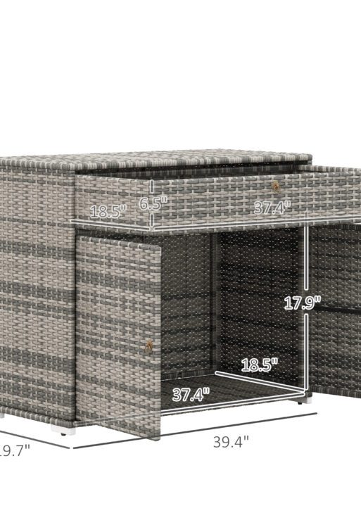 Outdoor Storage Cabinet, Waterproof PE Rattan Cabinet with Drawer for Indoor, Outdoor Swimming Pool, Gray