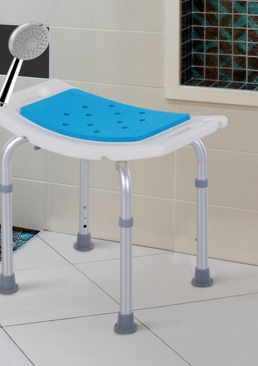 Adjustable Aluminum Bath Stool Spa Shower Chair Non-Slip w/ Shower Hole