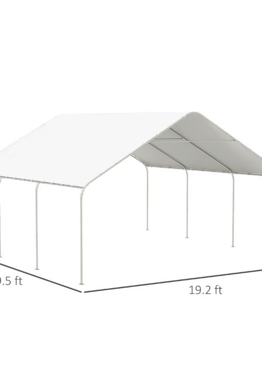 19' x 19.5' Carport, Portable Garage and Patio Canopy Tent, Anti-UV Cover for Car, Truck, Boat, Catering, Wedding