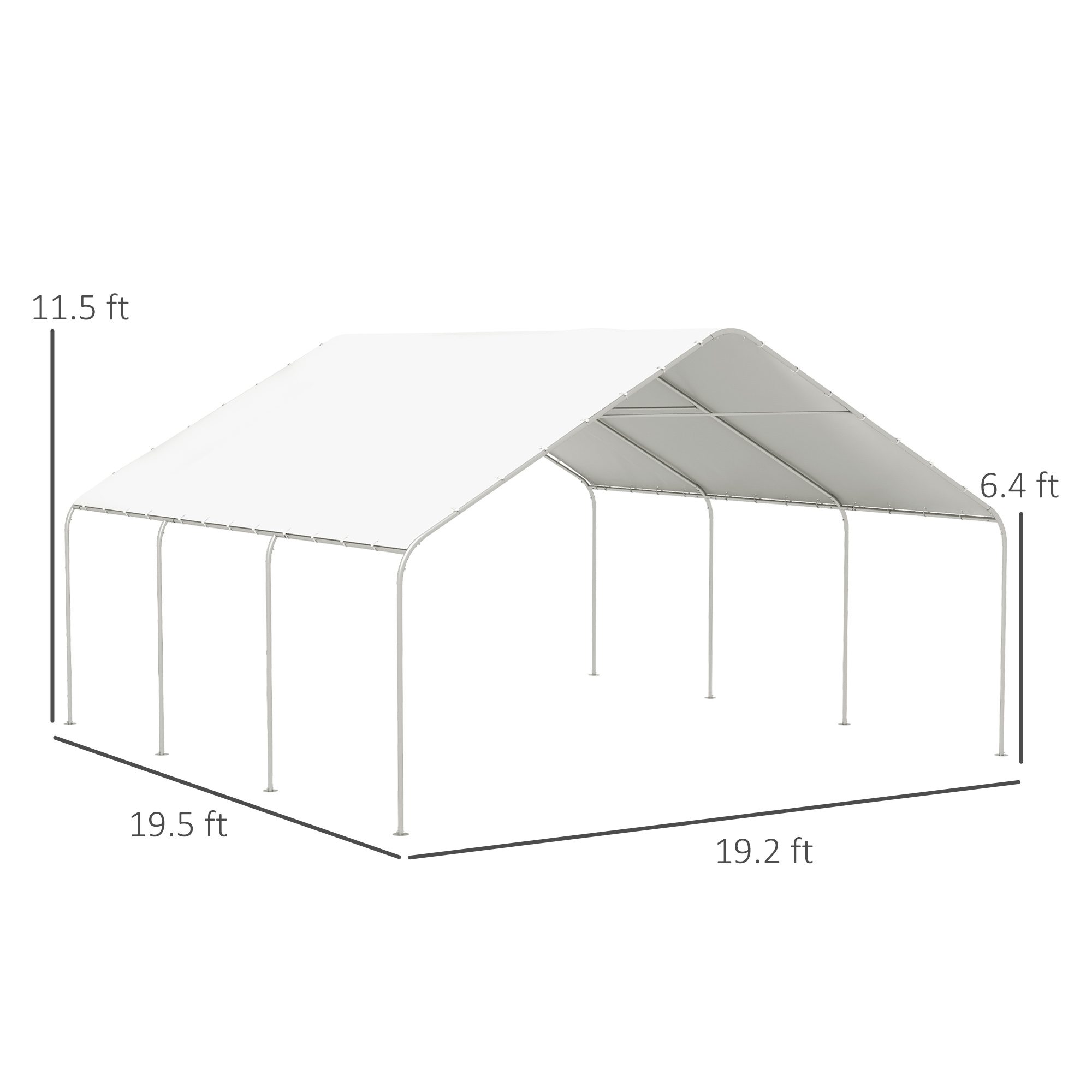 19' x 19.5' Carport, Portable Garage and Patio Canopy Tent, Anti-UV Cover for Car, Truck, Boat, Catering, Wedding - Image 1
