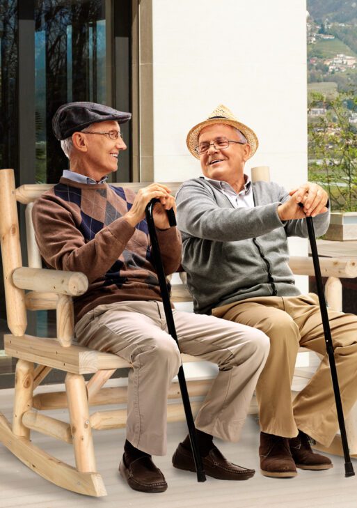 2-Person Wood Rocking Chair with Log Design, Heavy Duty Loveseat with Wide Curved Seats for Patio, Backyard, Garden, Natural