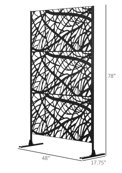 Decorative Outdoor Privacy Screen, See-Through Outdoor Divider/Separator with Twisted Branch Motif for Fun Shadows or Climbing Plant Trellis, Fence Panel for Garden Walkway, Backyard, 6.5FT