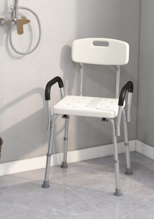 Shower Chair, Mobility Medical Grade Bath Chair, Adjustable Shower Bench with Removable Armrests for Seniors, Handicap, Disabled
