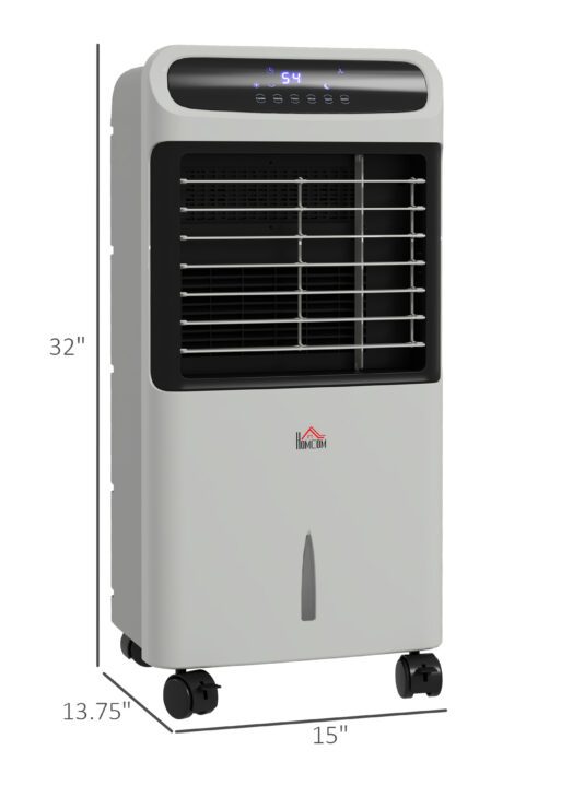 3-In-1 Ice Cooling Fan, Mobile Evaporative Air Cooler with Remote, Timer, Oscillating for Home Office, Bedroom, Gray