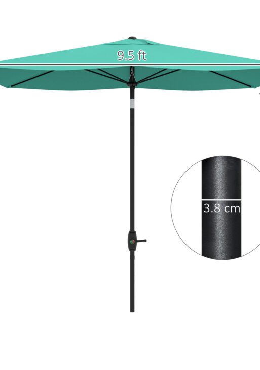6.5' x 10' Rectangular Market Umbrella, Patio Outdoor Table Umbrella with Crank and Push Button Tilt, Teal