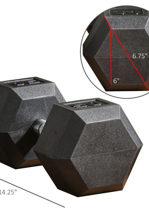 2 x 50lbs Hex Dumbbell Set of 2, Rubber Weights Exercise Fitness Dumbbell with Non-Slip Handles, Anti-roll, for Women or Men Home Gym Workout