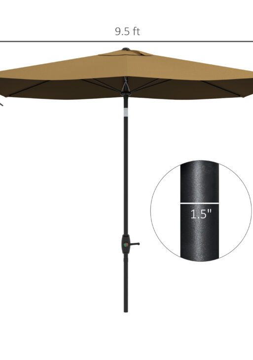 6.6' x 10' Rectangular Market Umbrella, Patio Outdoor Table Umbrella with Crank and Push Button Tilt, Coffee