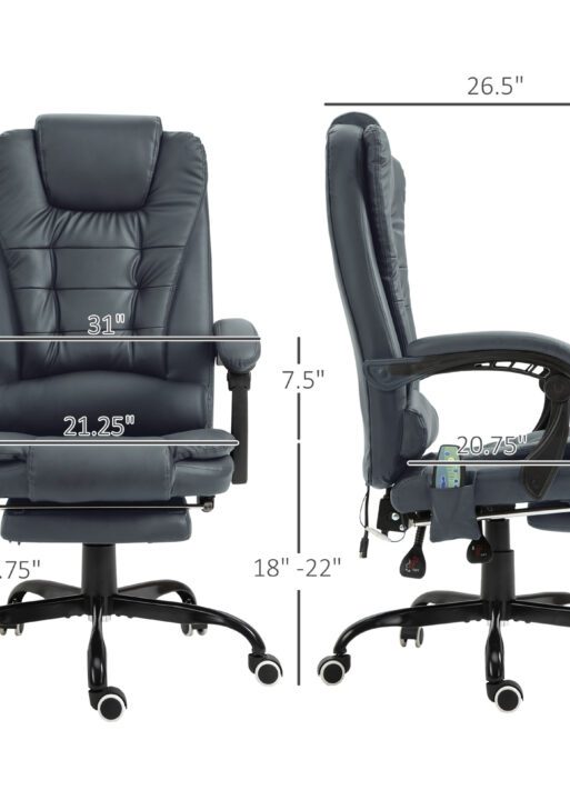 7-Point Vibrating Massage Office Chair High Back Massaging Office Desk Chair with Lumbar Support, Footrest, Blue