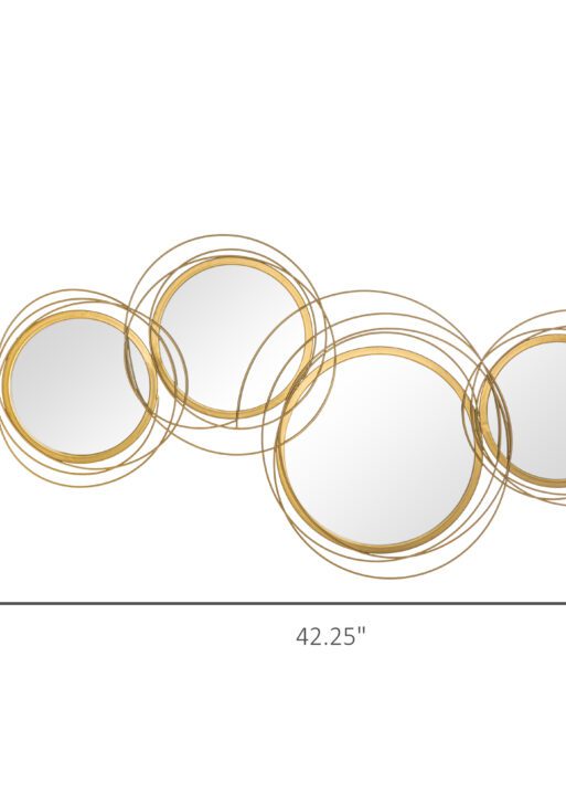 42.25" Circle Mirror for Wall, Modern Metal Wall Art for Living Room, Bedroom and Dining Room, Gold