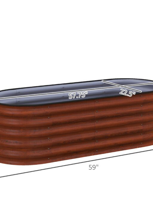4.9' x 2' x 1.4' Galvanized Raised Garden Bed Kit, Metal Planter Box with Safety Edging, Brown