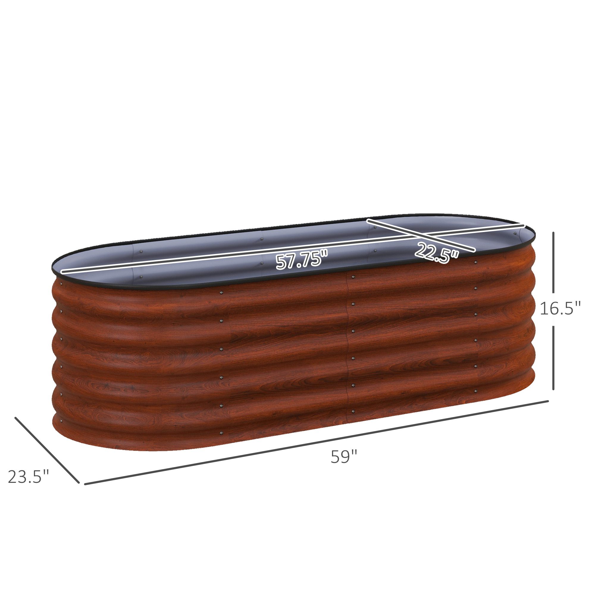 4.9' x 2' x 1.4' Galvanized Raised Garden Bed Kit, Metal Planter Box with Safety Edging, Brown - Image 1