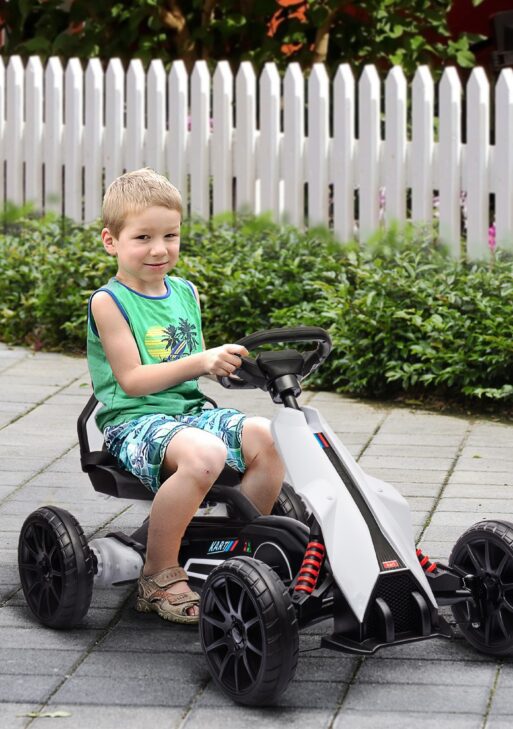 12V Electric Go Kart for Kids w/ Adjustable Speed, White