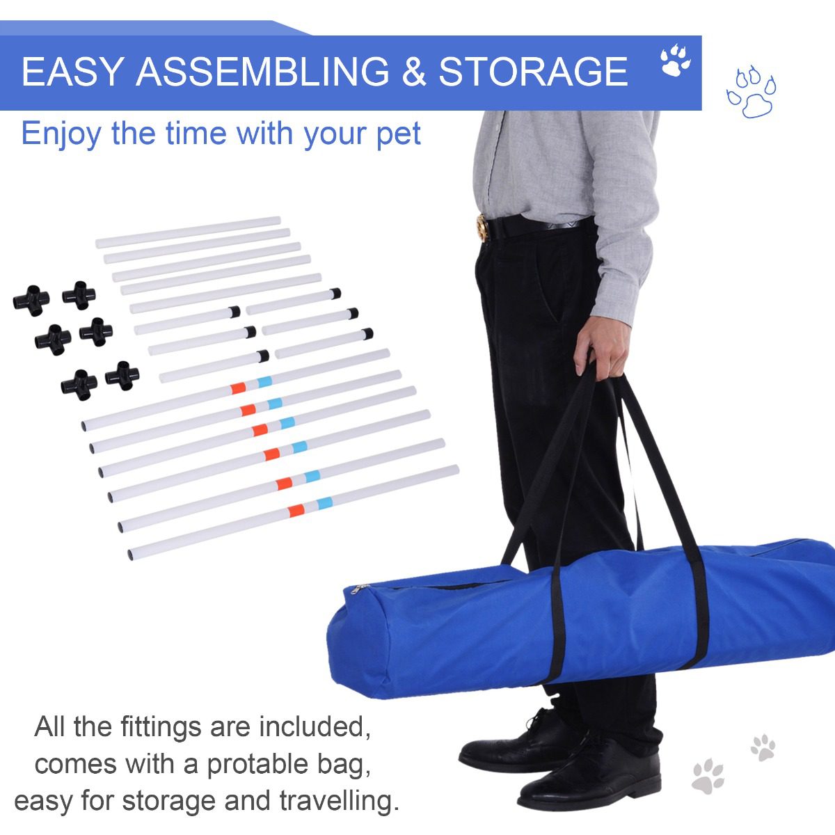 Portable Pet Agility Pet Training Set Dog Obstacle Exercise Adjustable Jump Ring High Jumper w/ Carry Bag - Image 4