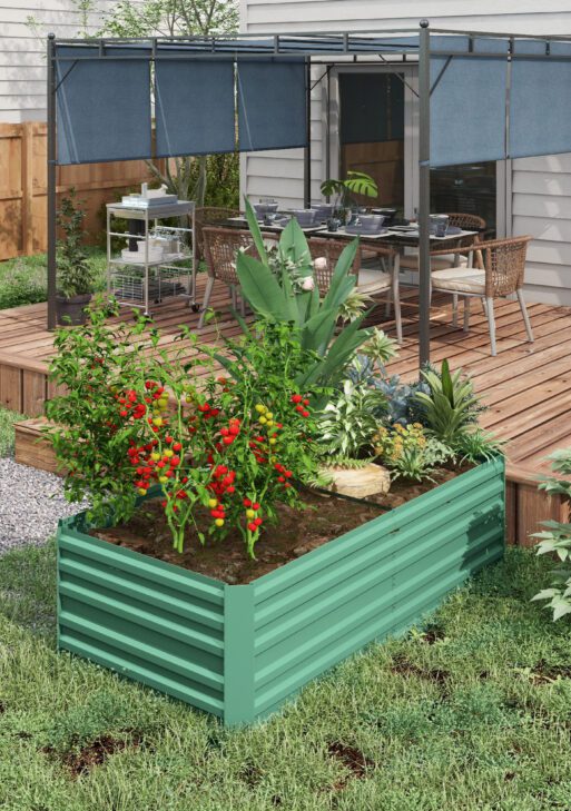 Galvanized Raised Garden Bed, Steel Outdoor Planters with Reinforced Rods, 71" x 36" x 23", Light Green