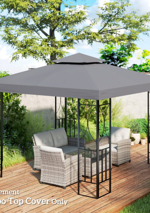 Gazebo Replacement Canopy for Model 01 -0153, 2-Tier Top Cover for 9.8' x 9.8' Gazebo, Charcoal (TOP ONLY)