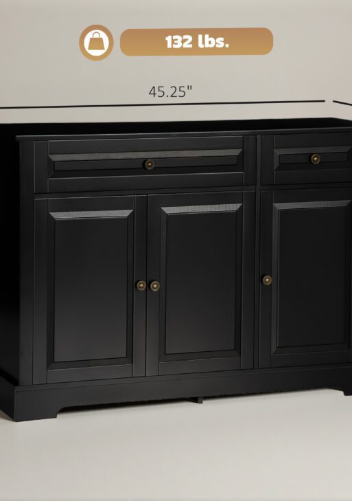 Sideboard Buffet Cabinet, Modern Accent Cabinet with 2 Drawers and Adjustable Shelves, Entryway Cabinet, Black