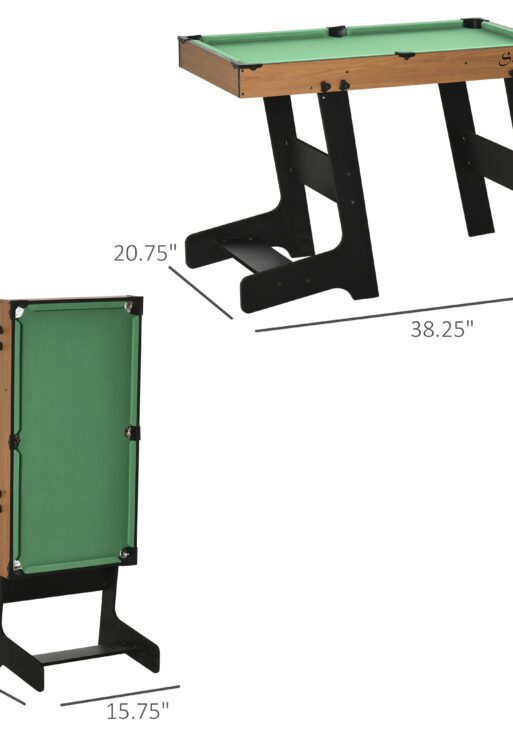 38'' Mini Pool Table Set Tabletop Billiards Game, Fun for Whole Family Game Room Man Cave, with Easy Folding for Storage, with Balls, Cues, Chalk, Brush