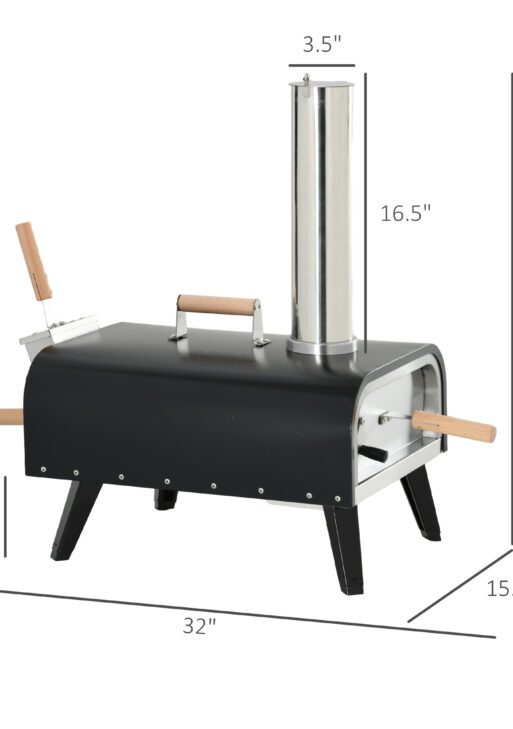 Pellet Wood Fired Pizza Oven Outdoor Pizza Maker with 12" Stone, Peel and Waterproof Cover