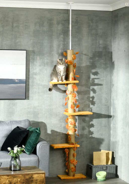 Floor to Ceiling Cat Tree with Adjustable Height 80"- 95