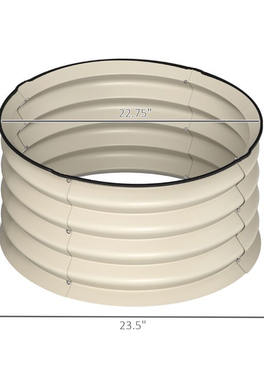Set of 2 Raised Garden Bed, Metal Planter Box with Safety Edging, Easy-to-assemble Stock Tank, Cream