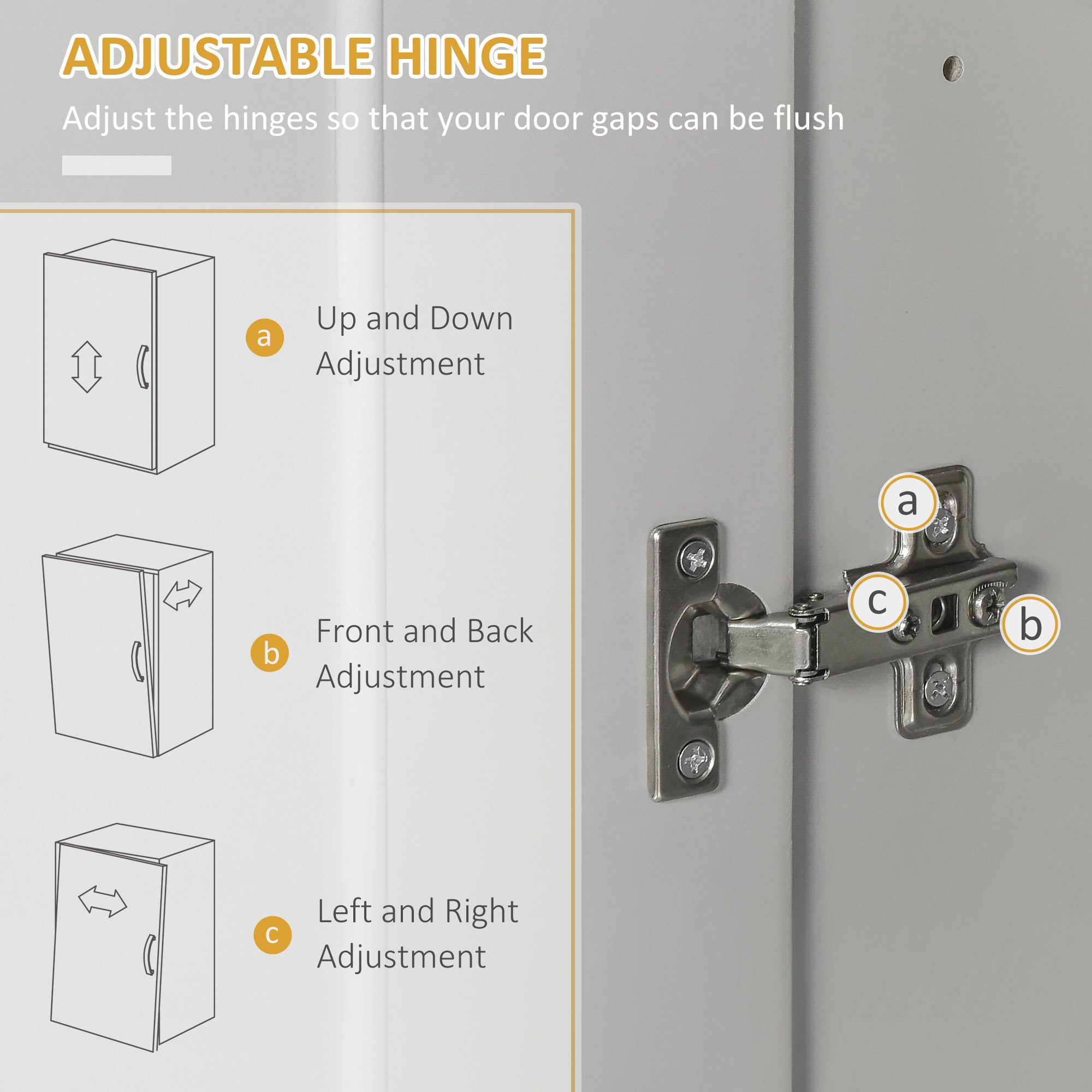 Modern Kitchen Pantry Freestanding Cabinet Cupboard with Doors and Drawer, Adjustable Shelving, Gray - Image 5