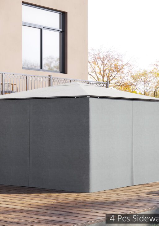 9.84' x 13.1' Gazebo Sidewall Set with Hooks/C-Rings, Light Gray