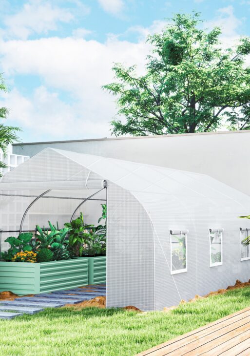 20' x 10' x 7' Tunnel Greenhouse Large Walk-In Warm House, Roll Up Door