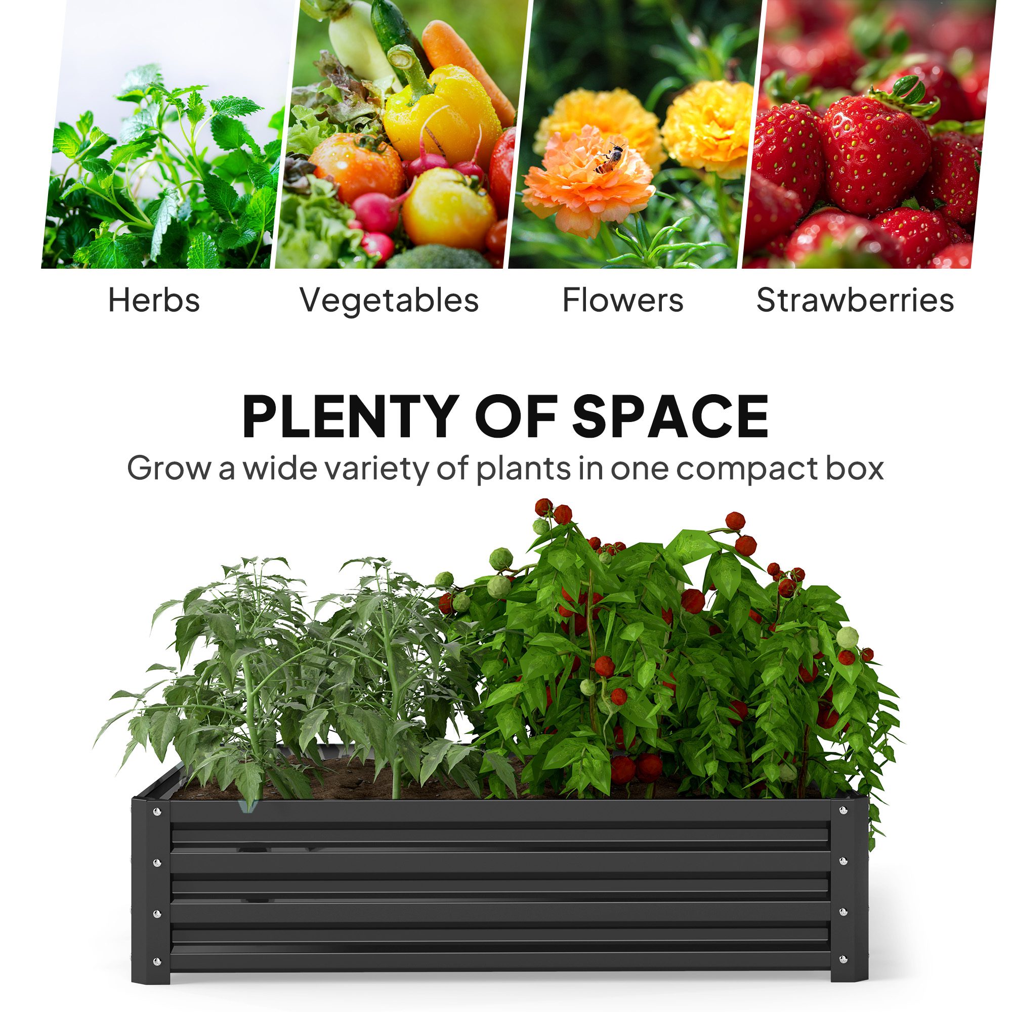 Galvanized Raised Garden Bed, 4' x 4' x 1' Metal Planter Box, for Growing Vegetables, Flowers, Herbs, Succulents, Gray - Image 2