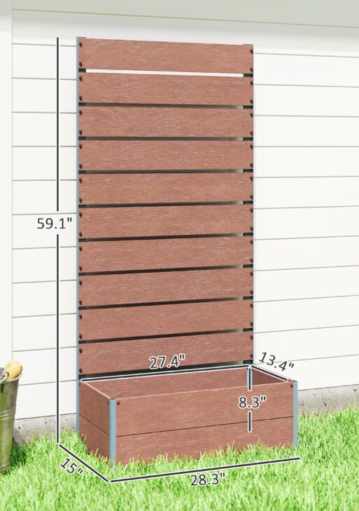 Trellis Planter for Climbing Plants, Raised Garden Bed with Trellis, Planter Box for Outdoor, 28.25" x 15" x 59", Brown