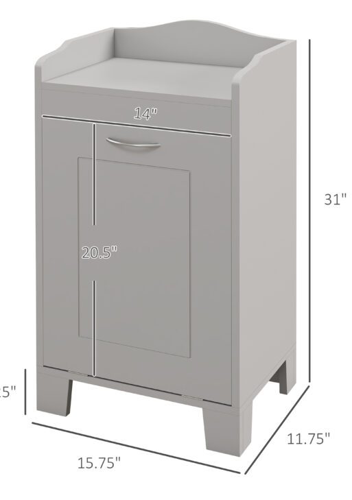 Tilt-out Laundry Storage Cabinet with Tabletop and Compartment Hamper, Gray
