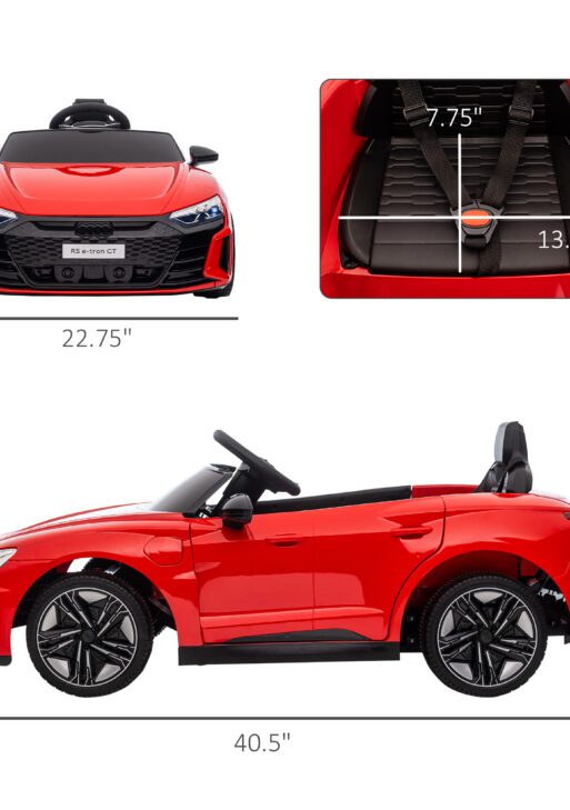 Licensed Audi RS e-tron GT 12V Ride On Car Truck for Kids, Electric Car Ride On Vehicle w/Parent Remote Control, Music, Lights, for Toddlers, Red