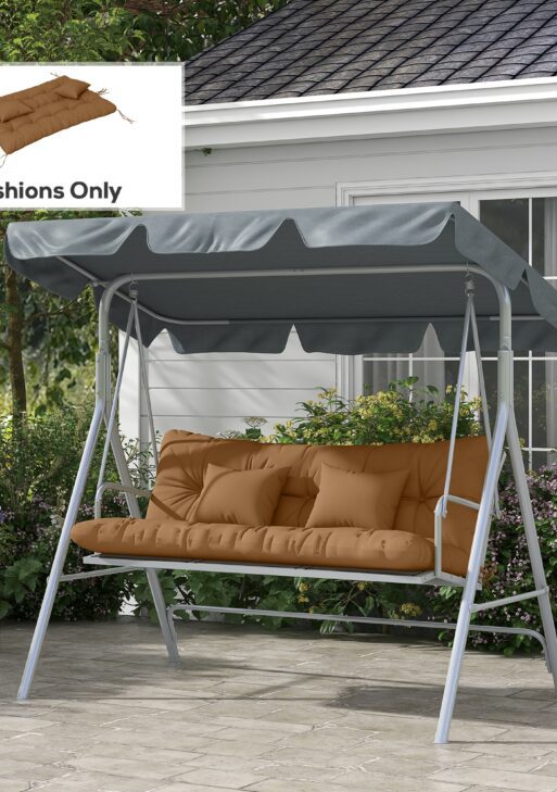 59" Tufted Bench Cushions & Throw Pillows, Replacement Bench Seat Pad, Back & 2 Pillows for Outdoor Furniture, Tan