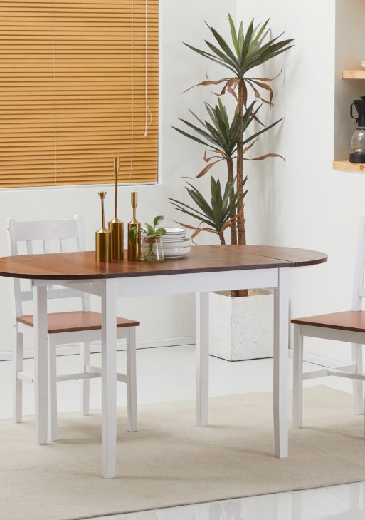 55" Wood Kitchen Table, Drop Leaf Tables for Small Spaces, Brown