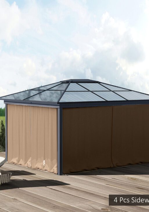 9.84' x 9.84' Gazebo Sidewall Set with Hooks/C-Rings, Brown