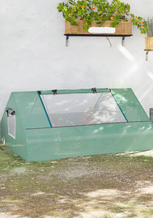 71" x 55" x 32" Mini Greenhouse, Small Green House, Garden Planting Shed, Outdoor Flower Planter Warm House with Zipper Windows and Door, Green