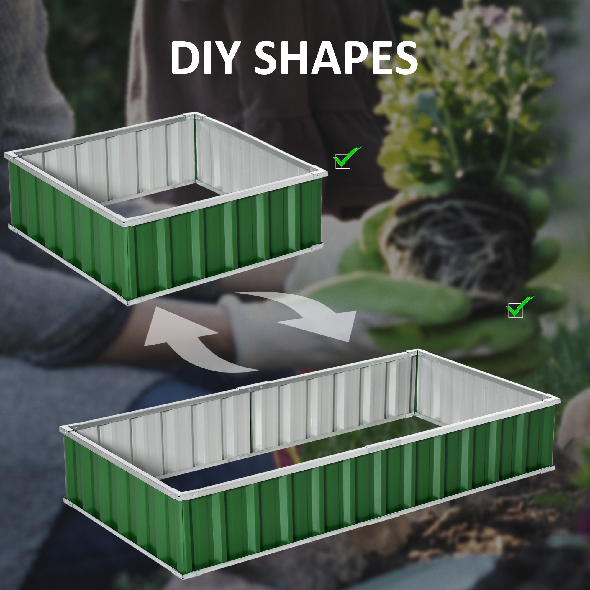 5.7' x 3' x 1' Raised Garden Bed, Galvanized Metal Planter Box for Vegetables Flowers Herbs, Green - Image 4