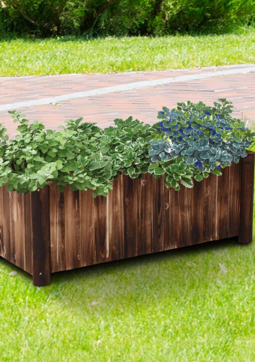 48" x 20" x 18" Raised Garden Bed, Raised Planter Box, Wooden Planter Raised Bed with Drainage Gaps & Lightweight Build, Natural Wood
