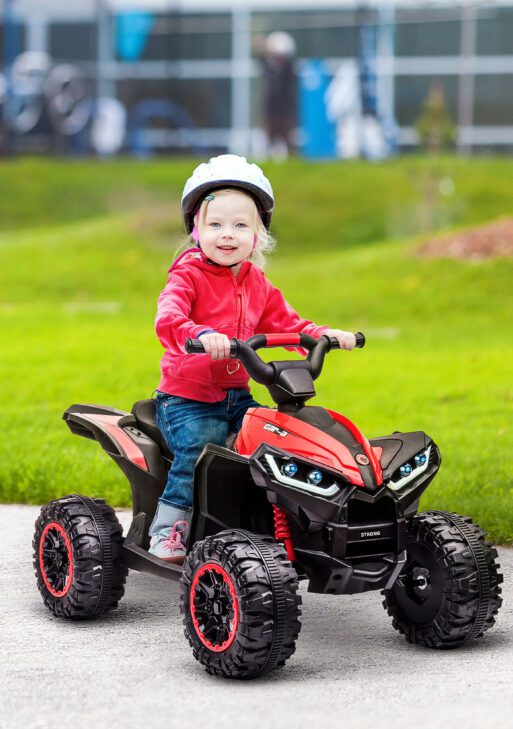 12V Kids ATV Quad Car with Forward & Backward Function, Four Wheeler for Kids with Wear-Resistant Wheels, Music, Electric Ride-on ATV for Toddlers Ages 3+ Years Old, Red
