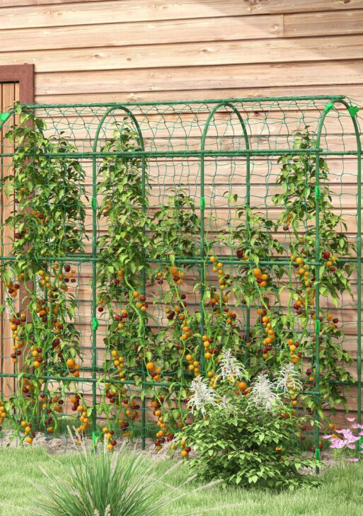 Metal Garden Trellis, Arch Trellis for Climbing Plants Outdoor, A-Frame, with Climbing Net, 17" x 72" x 72", Green