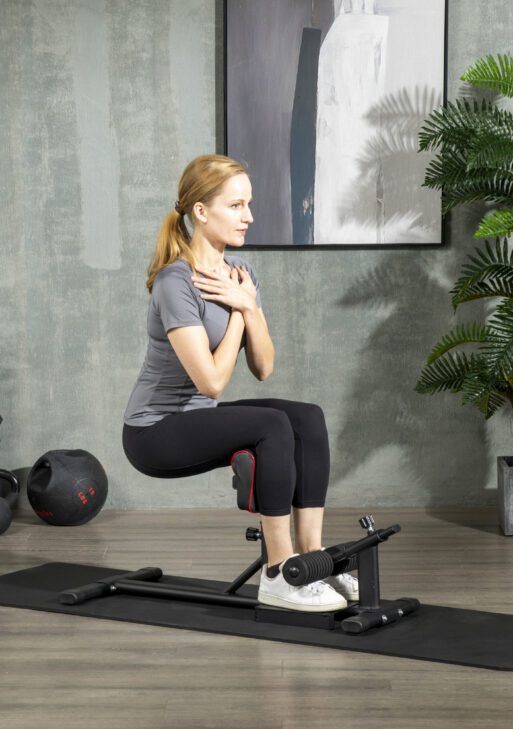 Sissy Squat Machine, Leg Workout Equipment with Adjustable Pad, Rollers and Non-slip Foot Plate for Home Gym Fitness