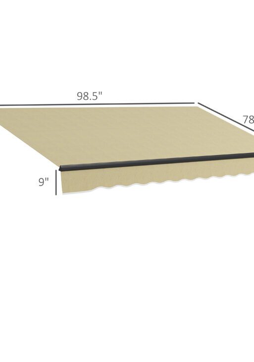 8' x 6.5' Retractable Awning, 280gsm UV Resistant Sunshade Shelter for Deck, Balcony, Yard, Beige
