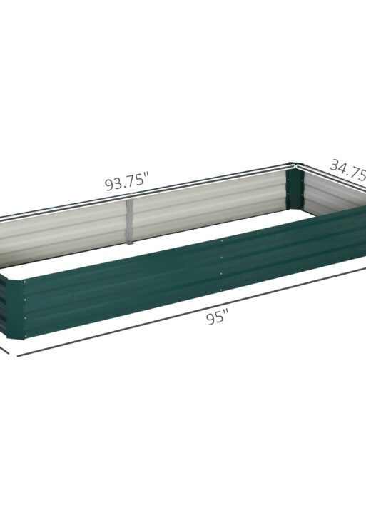 95" x 36" x 12" Galvanized Raised Garden Bed, Easy DIY and Cleaning for Growing Flowers, Herbs, Succulents, Green