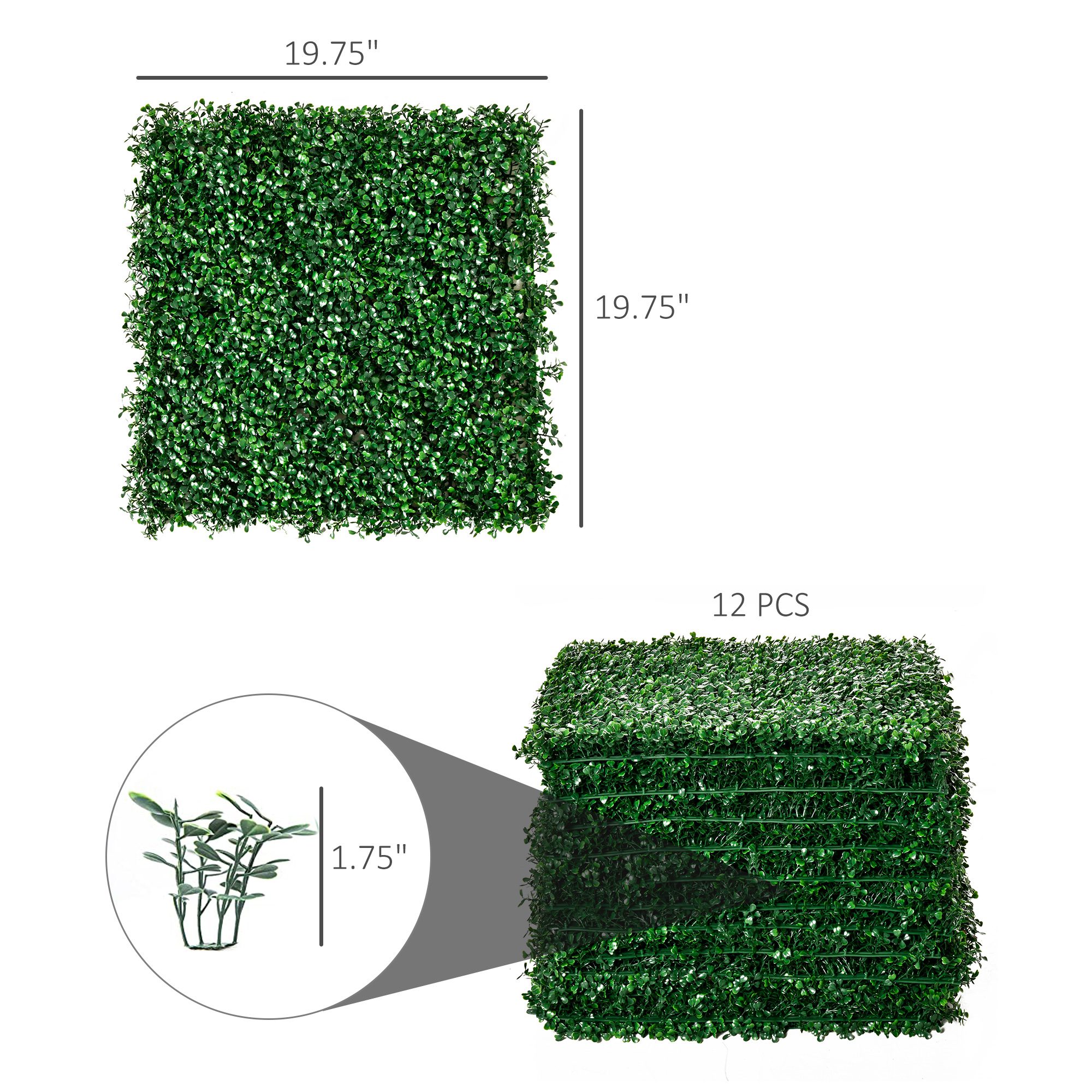 12PCs Grass Wall Panels, 20" x 20" Artificial Grass Wall Decor, Greenery Backdrop Panels Wall for Outdoor, Indoor, Garden, Fence, Backyard, Dark Green - Image 1