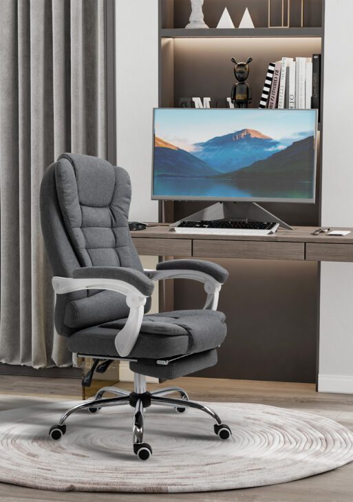 Home Office Chair Computer Chair with Retractable Footrest Adjustable Height Reclining Function Dark Gray