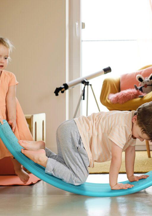 32.3" Balance Board, Wobble Board for Kids & Toddlers, Montessori Waldorf Toy for Ages 3-6 Years Old, Blue