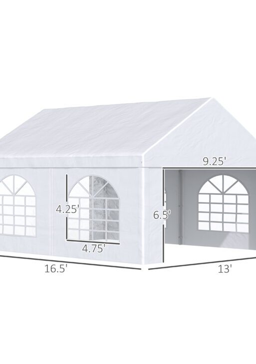 13 x 16.5 ft Heavy Duty Party Tent Outdoor Gazebo Wedding Tent Event Shelter Carport BBQ with Removable Sidewalls & Windows, Outside Waterproof Canopy for Parties, White